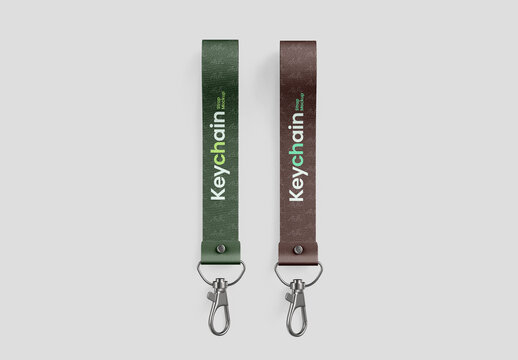 Fabric Wrist Strap Keychain Mockup Set