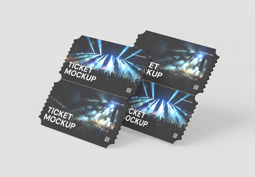 Event Ticket Mockup Set with QR Code