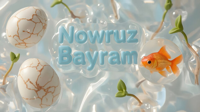 Glossy 3d nowruz bayram spring celebration
