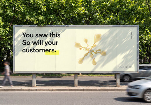 Roadside Advertising Billboard Mockup on City