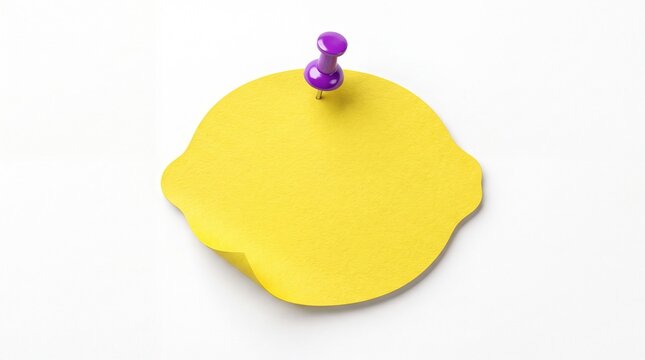 Yellow sticky note with a purple pin