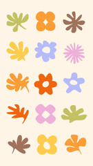 Obraz premium Colorful abstract floral pattern element vector set