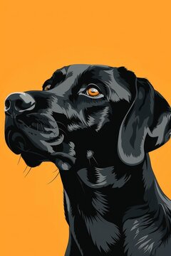 Black Labrador Illustration on Orange Background