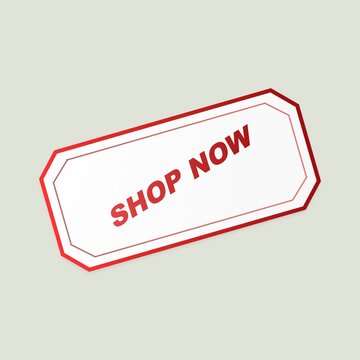 Red vintage shop now stamp badge isolated on white background