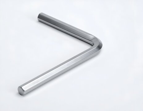 Silver hex key wrench isolated on a clean white background for DIY projects