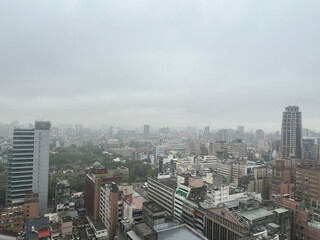 Fototapeta premium Morning Mist Over Taipei City, Taiwan