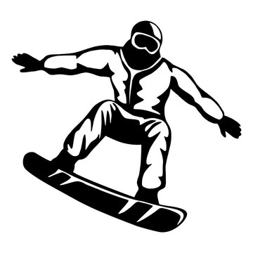 Snowboarder Jump Silhouette Vector Icon on White Background