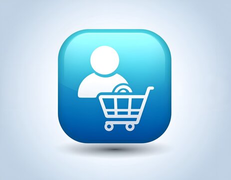 User shopping icon button for online commerce and digital store interfaces