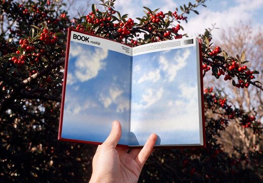 Open Book In Nature Mockup