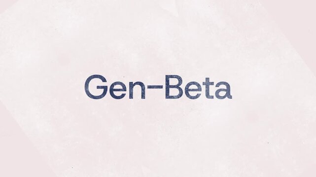 GEN BETA Text Animation Modern Title Reveal with Noise Effect on white Background.