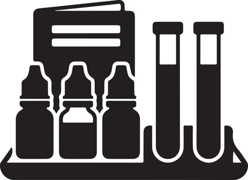  Aquarium Water Test Kit Black Silhouette Isolated on White Background