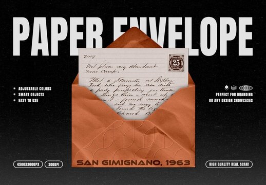 Small Paper Envelope Mockup