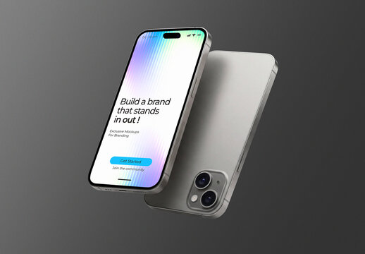 Mobile Phone Screen with Back View Mockup