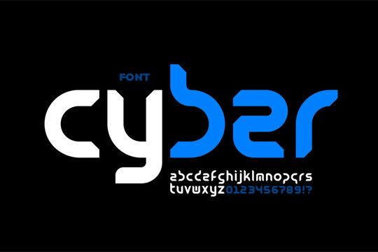 Cyber Technology Font | Futuristic Alphabet & Numbers Vector

