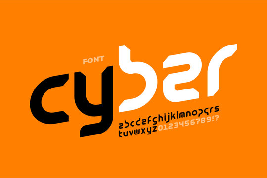 Cyber Technology Font | Futuristic Alphabet & Numbers Vector

