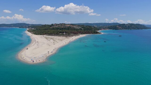 Possidi Beach Aerial Panorama Over Turquoise Waters in Greece