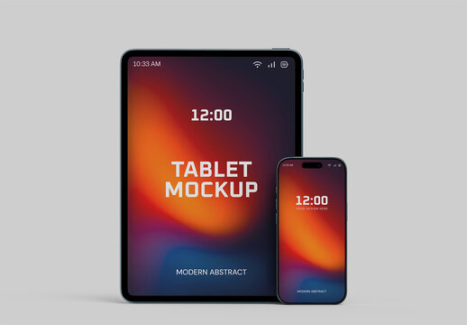 Mobile and Tablet Screen Mockup on Dark
