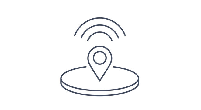 GPS tracking icon with location pin and signal waves