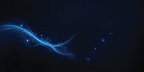 Abstract Blue Energy Wave with Glowing Particles on Dark Background © Picture Paradise
