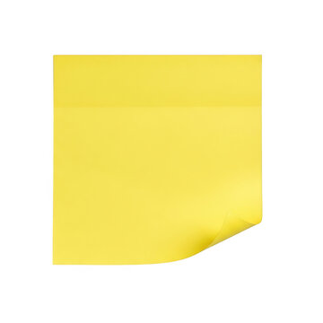Yellow square sticky note paper with a curled corner