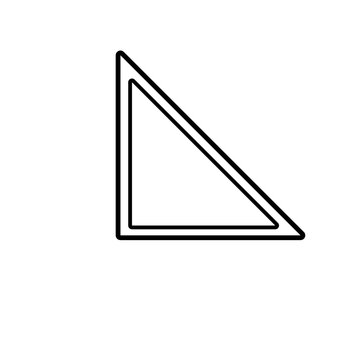 video game icon,Minimalist vector illustration of a cookie cutter or ruler in the shape of a right triangle with a clean thick black outline over a white background