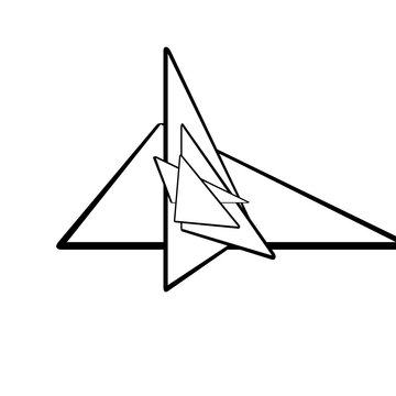 vector drawing of a pyramid,Abstract vector illustration featuring a stack of overlapping nested triangular geometric shapes with bold black outlines on a clean white background, perfect for a design