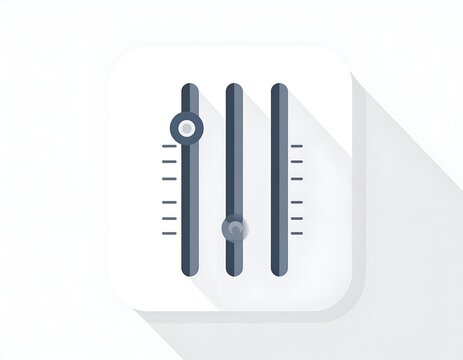 Equalizer icon with vertical sliders in flat vector design for audio settings