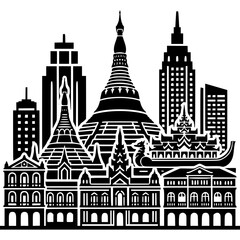 Obraz premium Yangon Skyline Icon