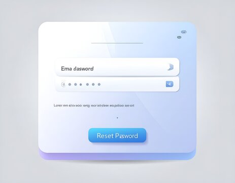 3D Rendered Password Reset Login User Interface Form Panel in Soft Blue