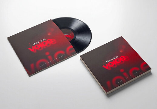 Vinyl Record Sleeve Mockup with Album Cover