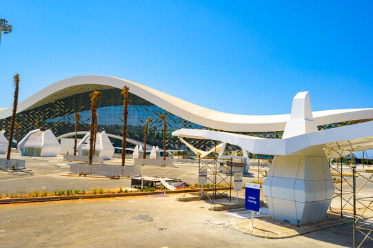 Rabat Airport New Terminal 2 building, Rabat Sale airport, parking lot entry, Morocco