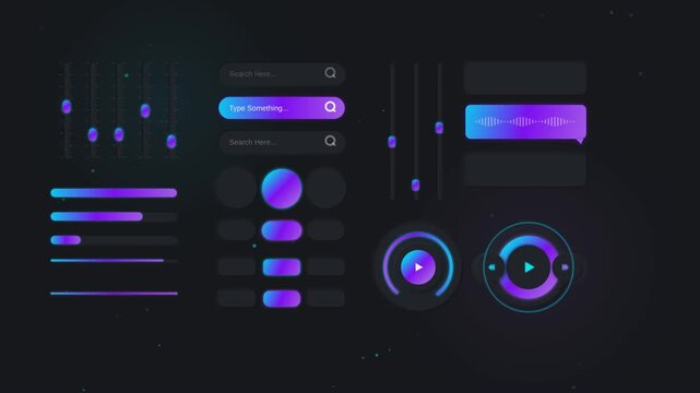 Futuristic neon music equalizer ui interface animation.