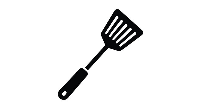 Black spatula silhouette on a white background kitchen utensil design