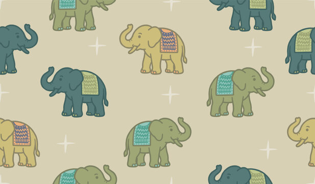 Cutest elephant pattern background design