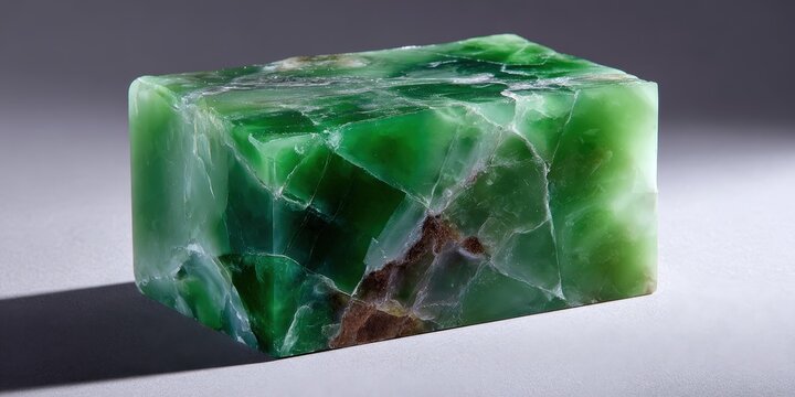 Elegant Green Jade Stone Block for Jewelry and Decor