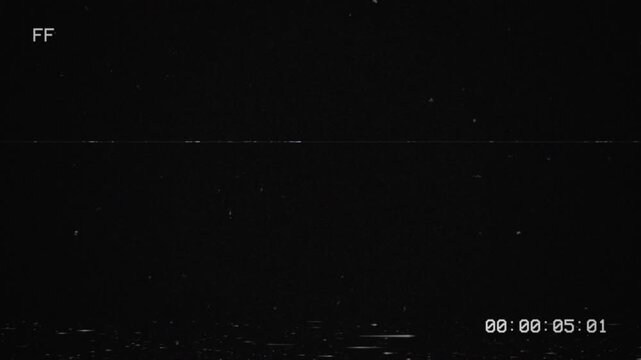 Retro vhs fast forward interface with static and glitch effects