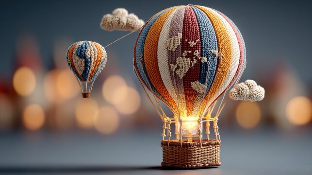 Vibrant Hot Air Balloons Flying.