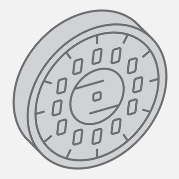 Digital dial isometric icon, time and technology concept. Vector graphics. Dial with led screen, digital time sign with outline style icon for mobile or web design.