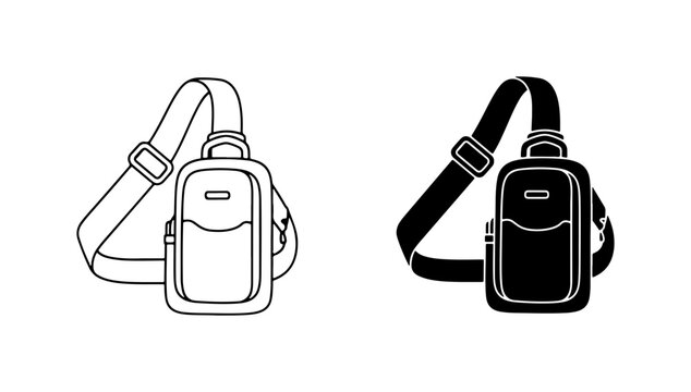 Sling Bag Vector Icons: Black and White Chest Pack Designs for Modern Carry