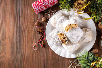 Obraz premium Homemade Christmas stollen bites