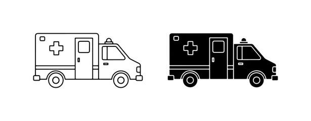 Ambulance Icons, Emergency Medical Vehicle Vector Graphics, Healthcare Transport Symbols © Tanvir