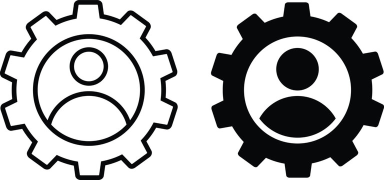 User Settings Icon Set. Account Management sign. Gear Cogwheel and Profile Customization Symbols