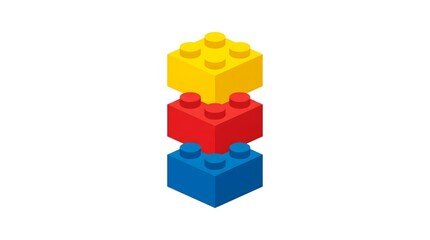 Obraz premium Building Brick Tower Stack — Red Yellow Blue National Lego Day Bold Flat Vector