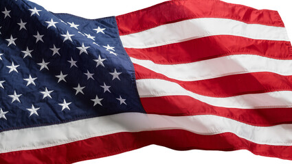 Obraz premium Waving American flag with stars and stripes, isolated on transparent background