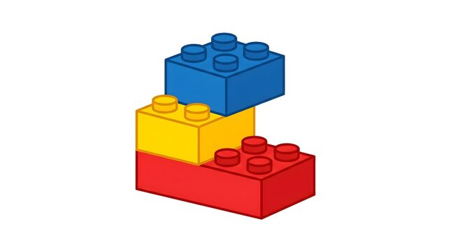Building Brick Tower Stack &mdash; Red Yellow Blue National Lego Day Bold Flat Vector