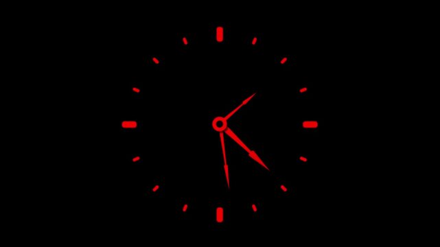 digital clock icon animation with black background. wall clock icon, tecnology.4k video.