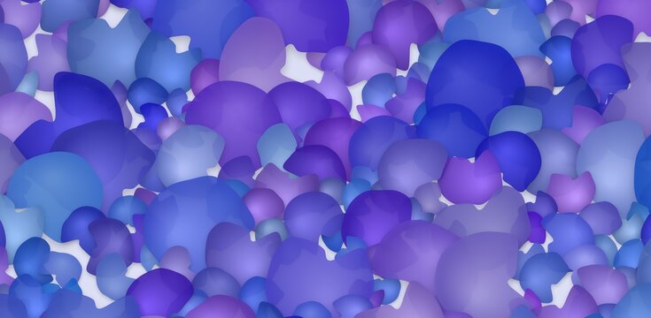 procedural, generative purple and blue bubble design