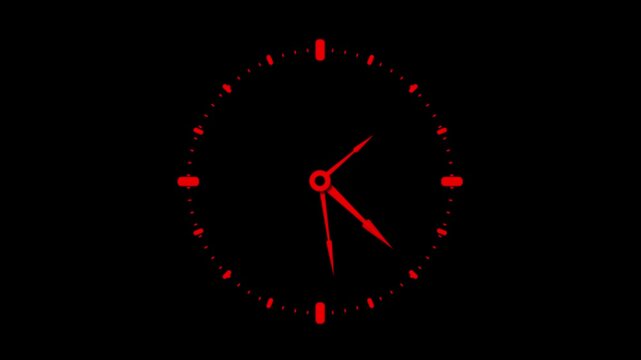 digital clock icon animation with black background. wall clock icon, tecnology.4k video.