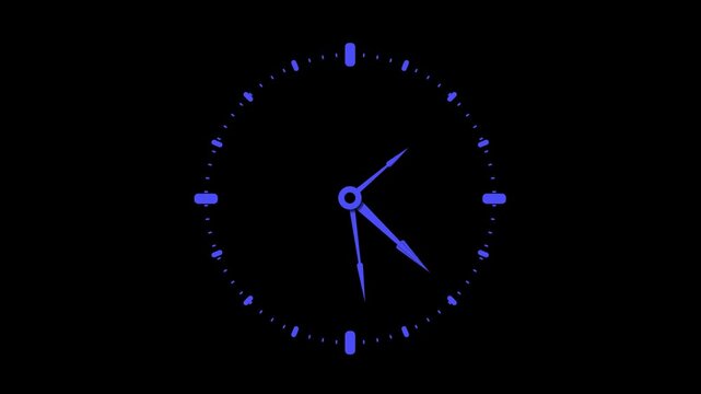 digital clock icon animation with black background. wall clock icon, tecnology.4k video.