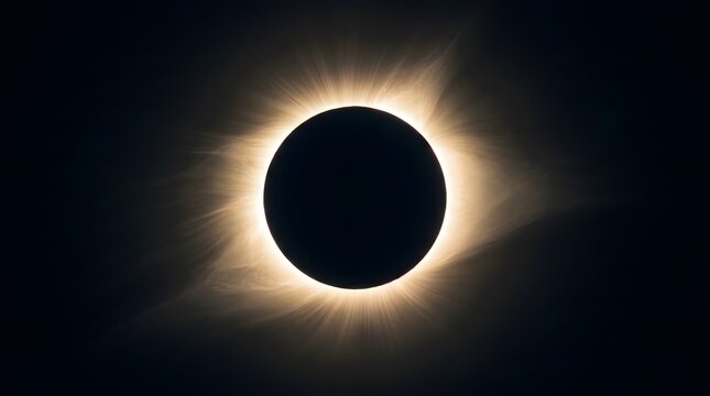 Total solar eclipse with visible corona against a dark sky